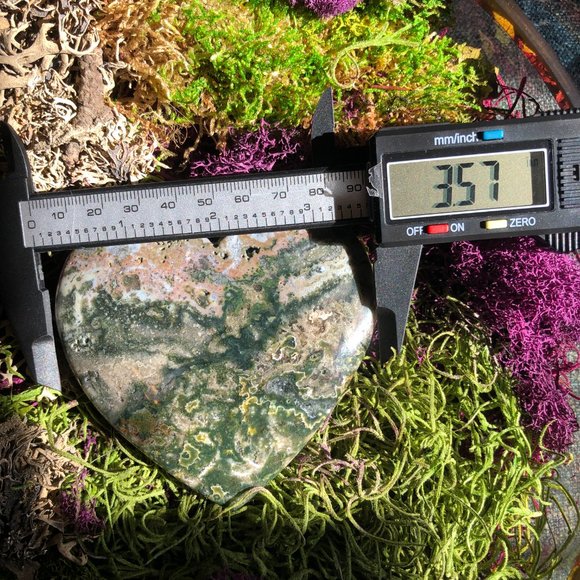 HUGE Moss Agate heart palm stone polished crystal healing reiki gemstone gift - Picture 9 of 10